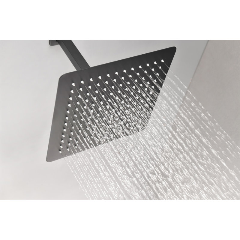 Rain Shower Head High Pressure Rainfall Showerhead Water Saving, Matte Black