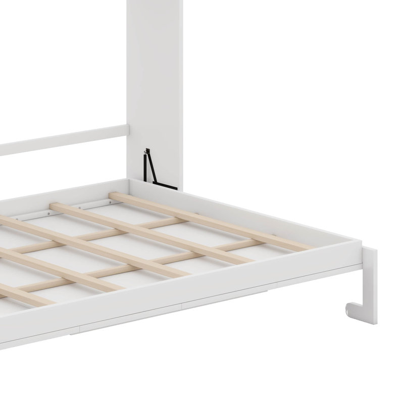 Lit escamotable avec station de charge USB, armoire murale escamotable en bois Murphy, White