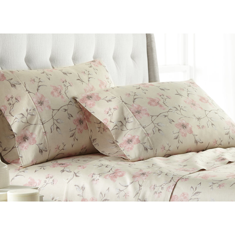 Mystic Garden Collection 300 Thread Count Floral 100% Cotton Sheet Set, Twin Sheet Set + Fitted Sheet + 1 Pillowcase