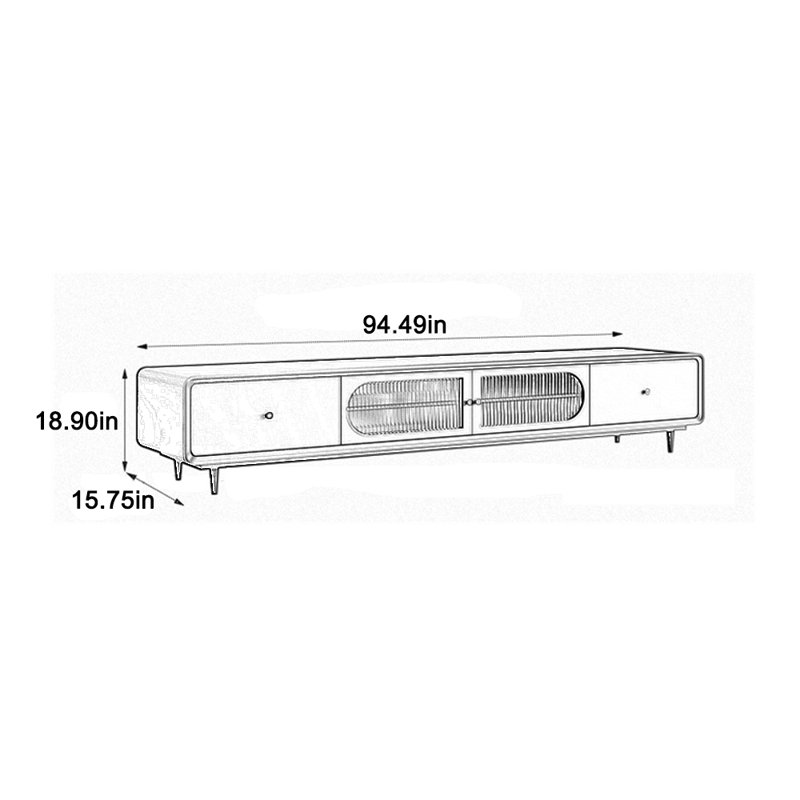 Élégant meuble télé aux bords arrondis et lisses, 94.49"