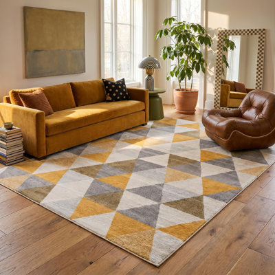 Tapis jaune et ivoire 8 pi x 10 pi