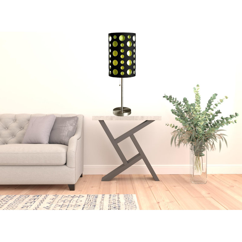 Lampe de table 33 "à pois gris et blanc Mod, Argent argent, Vert