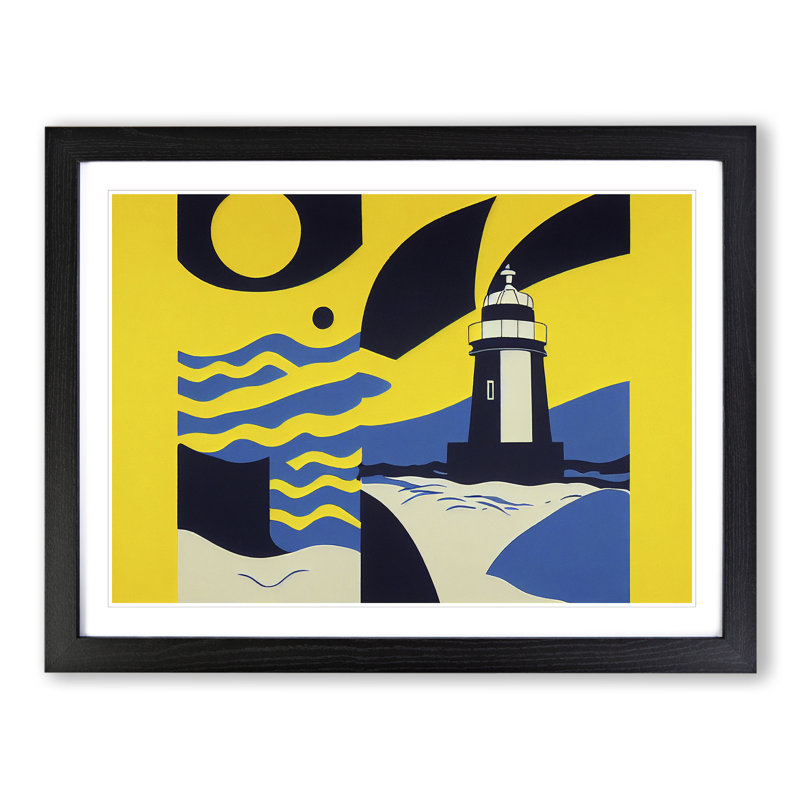 Abstract Lighthouse - Framed Print, Black, 46cm H x 64cm W x 2cm D