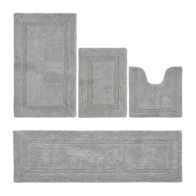 Ensembles de tapis pour salle de bain 100% coton Lux Premium, tapis de bain réversible tissé et lavable à la machine, super absorbant et touffeté pour salle de bain, douche et baignoire, tapis de salle de bain certifiés Oeko-Tex