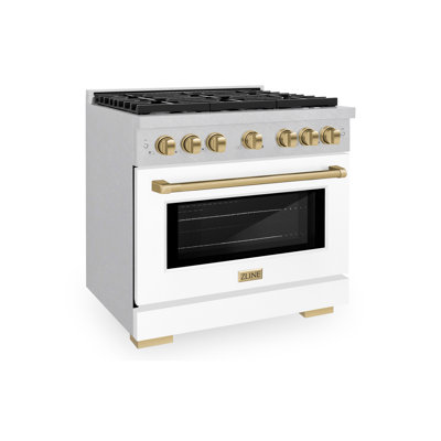 ZLINE Autograph DuraSnow 36 in. Gas Range w/ White Matte Door and Black Accents -  SGRSZ-WM-36-CB