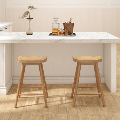 24.25" Counter Height Wood Barstools Backless Farmhouse Bar Chairs With Footrest For Kitchen Counter Breakfast Bar Pub Bistro