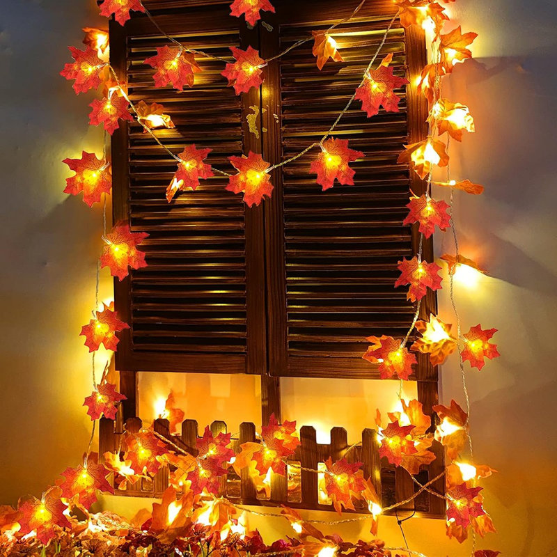 Ensemble de 2 décorations d'automne à feuilles d'érable agrandies pour la maison