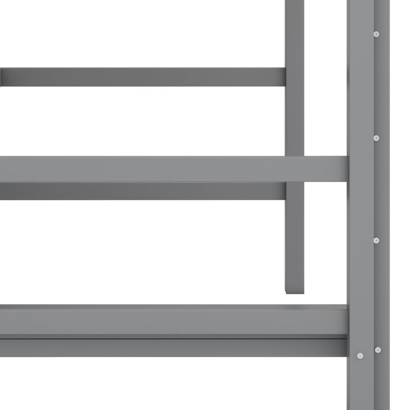 Lit mezzanine avec tablettes multifonctionnelles et bureau sous le lit, Gris