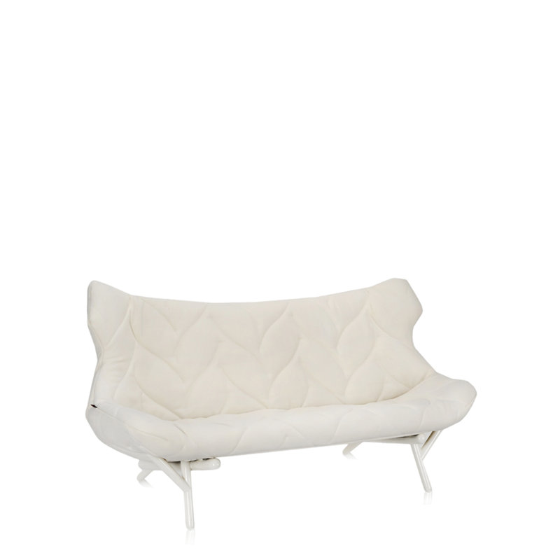 Foliage Loveseat, White, Taupe Velvet
