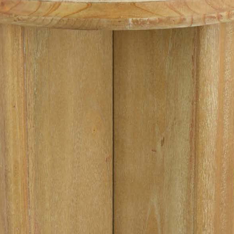 Round Side End Table, X Shaped Panelled Legs, 24 Inch Brown Wood
