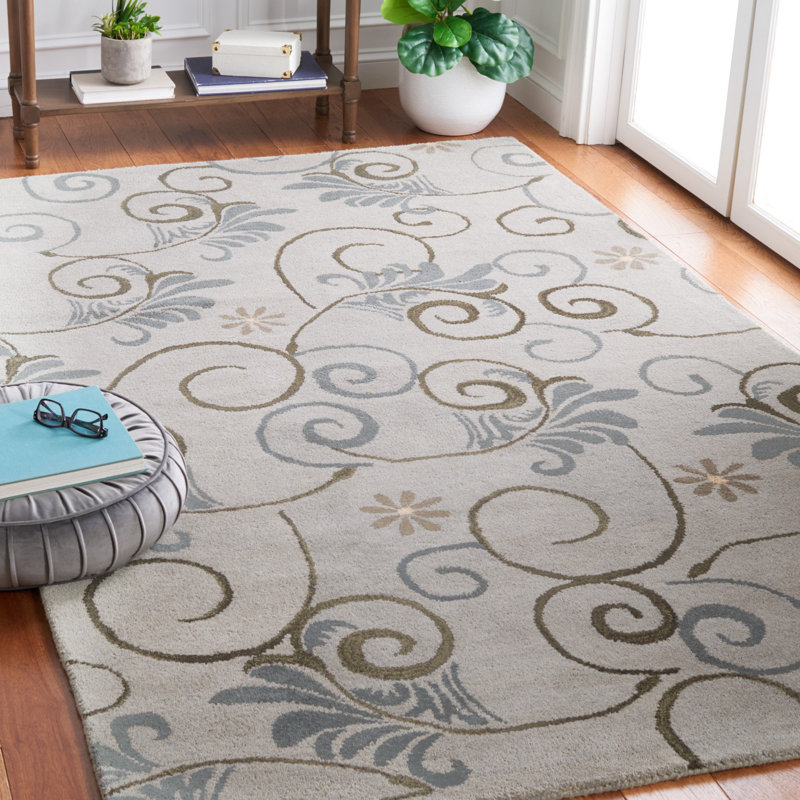 Tapis gris en laine touffeté à la main Chanler, Rectangle 7 pi 6 po x 9 pi 6 po