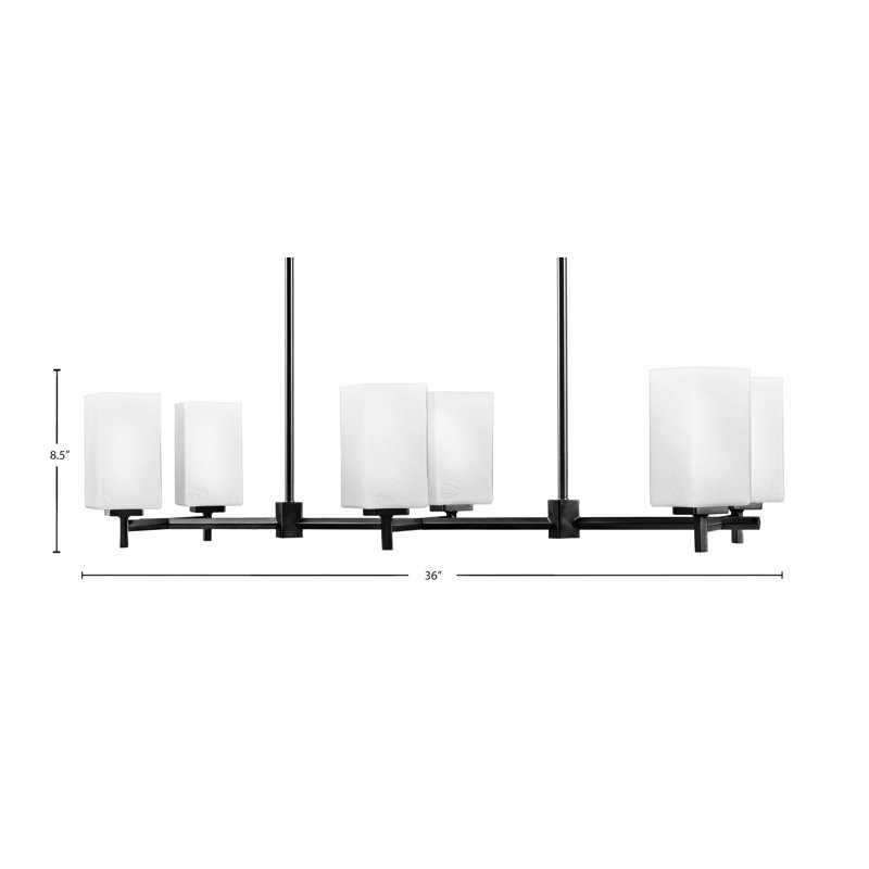 Éclairage pour îlot 6 lumières avec verre carré de 3,5 po Dearman Dearman, Noir mat