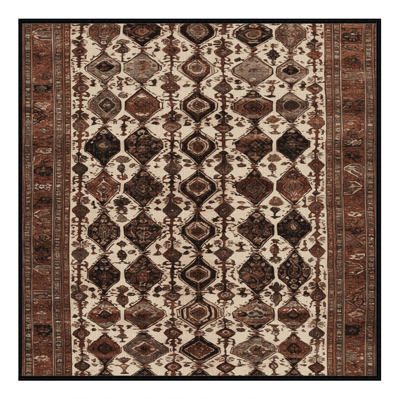 Machine Washable Persian Black Area Rug, Square 3'