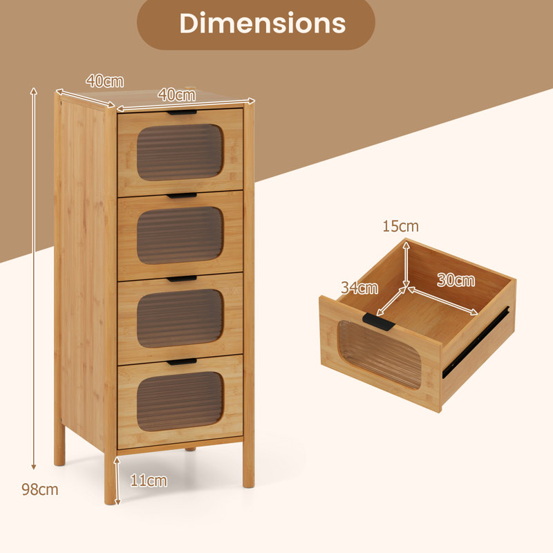 40 cm W Chest of 4 Drawers
