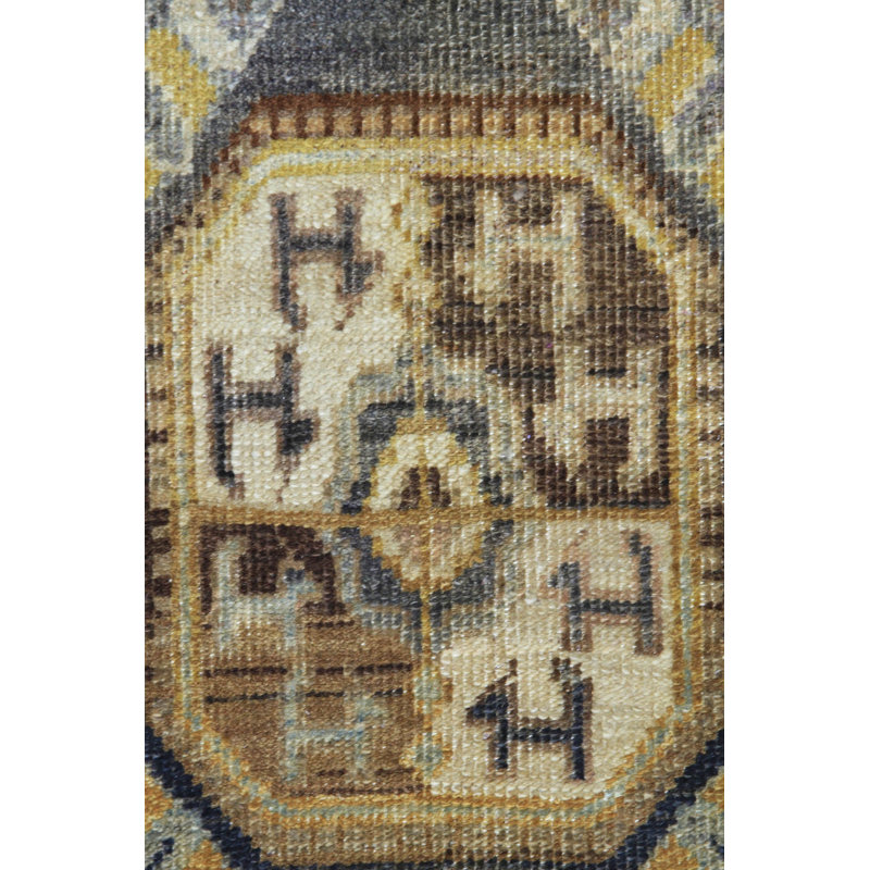Tapis jaune nouvel âge de conception unique 12 pi 8 po x 20 pi 7 po