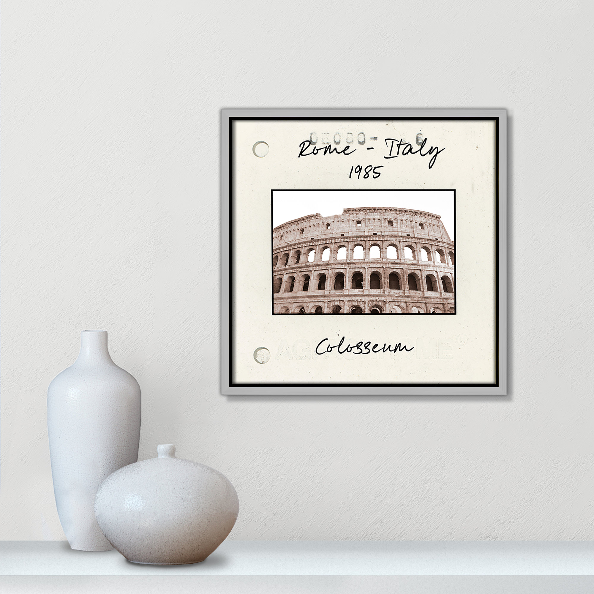 Rome, Italy - Colosseum Print by Natalie Carpentieri, Silver Floater Framed Canvas, 13.5" H x 13.5" W x 2" D