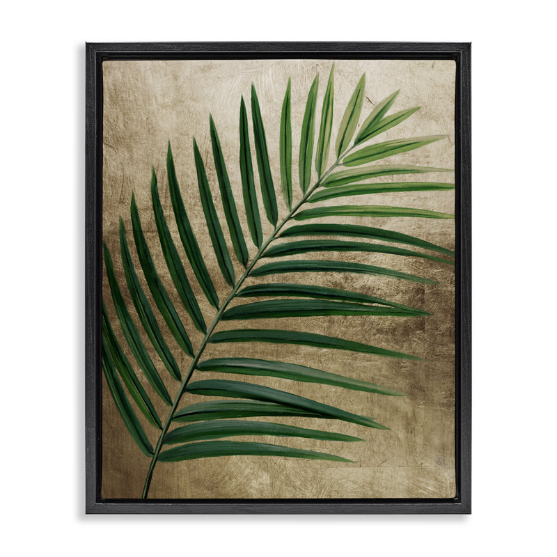 Cadre flottant Earthy Palm Leaf, design par Anna Lischenko, Cadre flottant noir de jais, H 21 po x l 17 po
