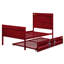 Lit simple moderne rouge avec structure en métal et panneaux de style contemporain-963350674