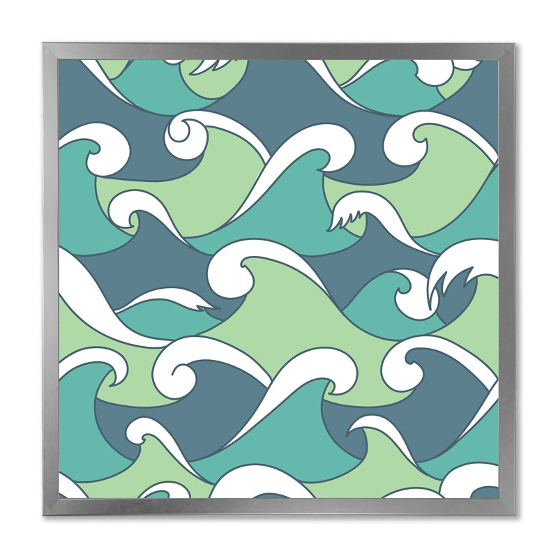 Vagues abstraites - reproduction sur toile, H 36 po x l 36 po x P 1,5 po, Cadre photo argenté