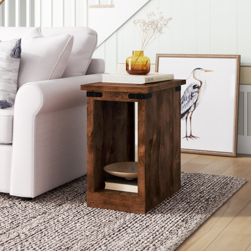 Hungerford 14" No Assembly Required Solid Wood Side Table, Aged Whiskey