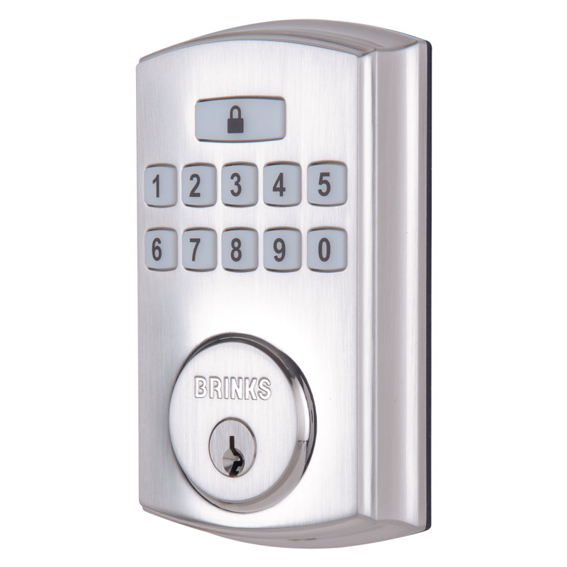 Brinks Electronic Keypad Deadbolt Lock, Satin Nickel