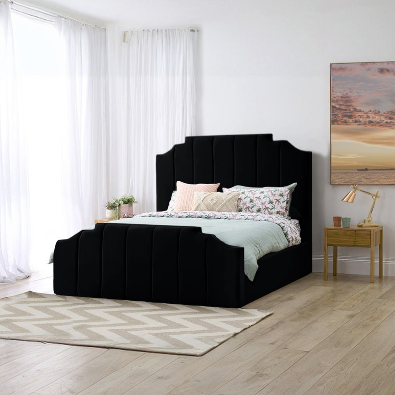 Antara Upholstered Bed, Double (4'6), Black