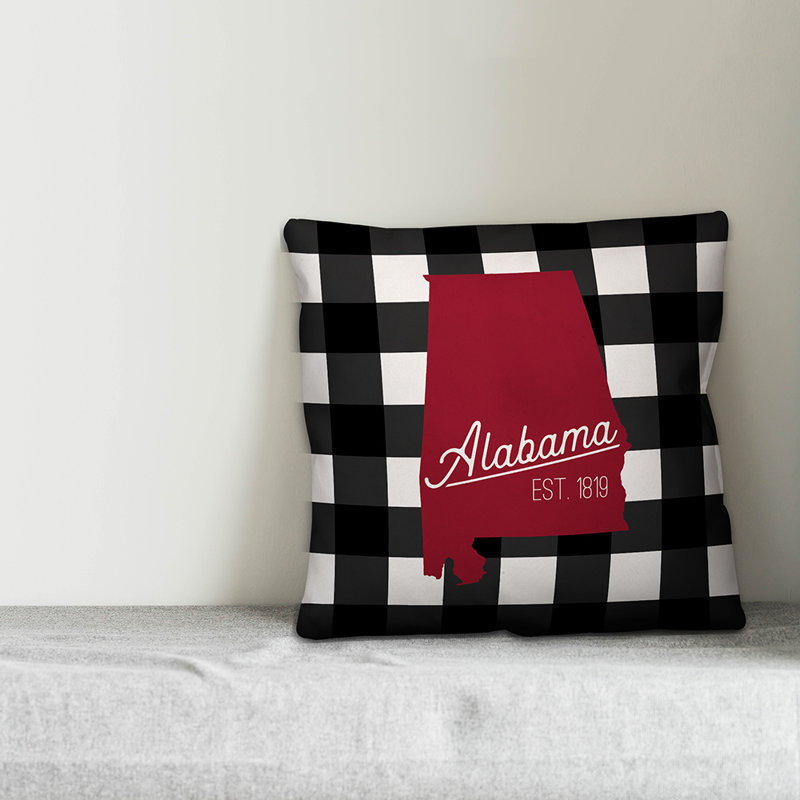Housse de coussin carré et insert, Noir / rouge, Alabama