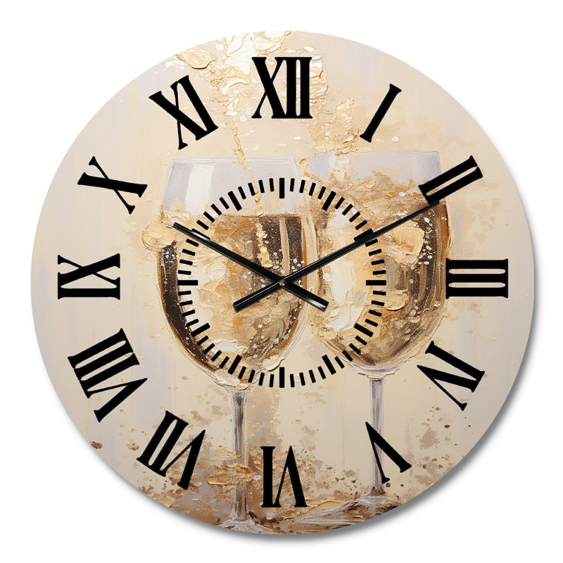 Horloge murale Golden Champagne In Glass III - Champagne, Médium