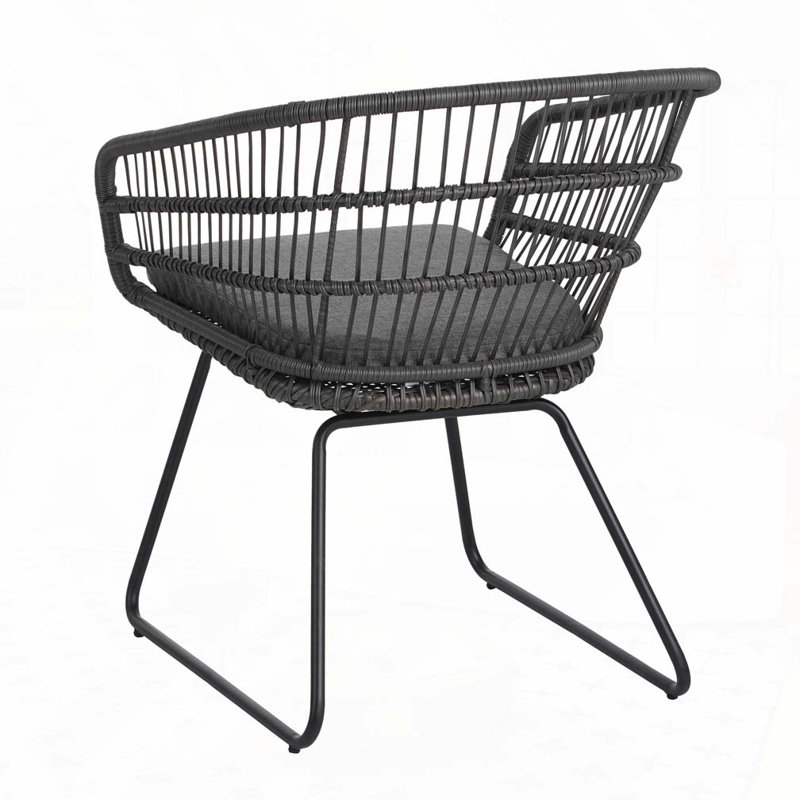 Outdoor Patio Chair, Gray, Black