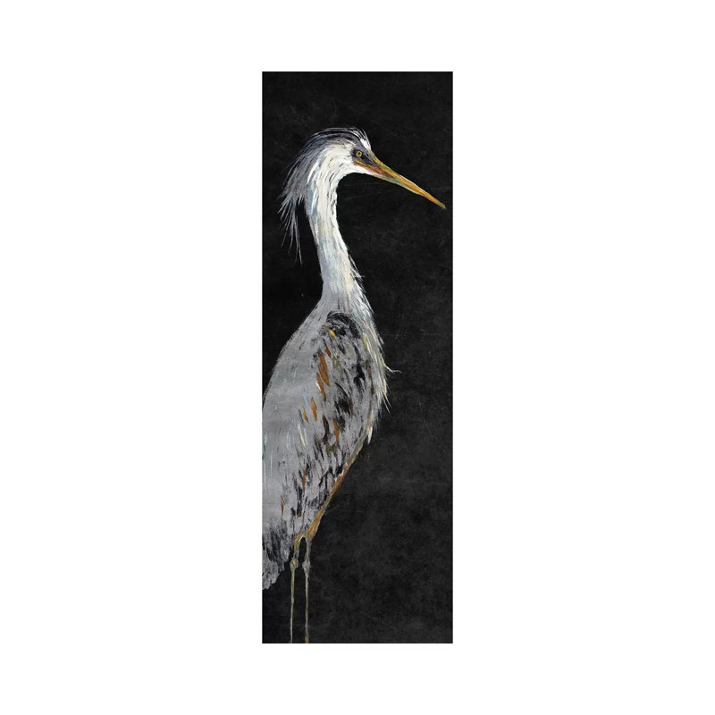 Héron sur fond noir II - Giclée sur toile tendue avec châssis, H 36 po x l 12 po
