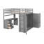Lit mezzanine double avec tiroirs, bureau et garde-robe gris-1179533466