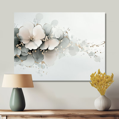 Ink Fragment Of Peonies - Peony Metal Wall Art, Modern Metal Print