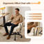 Chaise de bureau pivotante rembourrée 24,4 po avec repose-pieds et roulettes-281795605