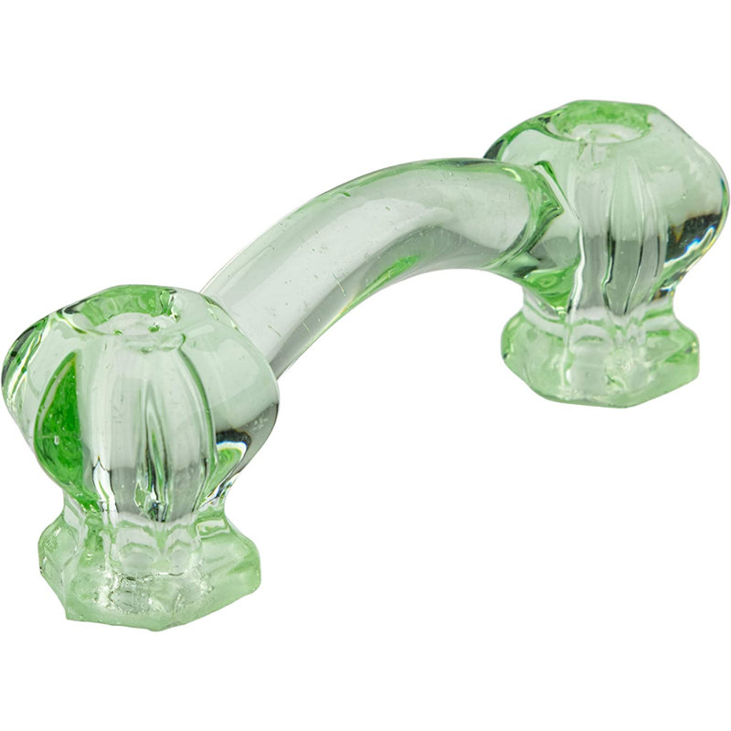 Poignée de tiroir en verre vert transparent Depression Era (centre: 3 po)