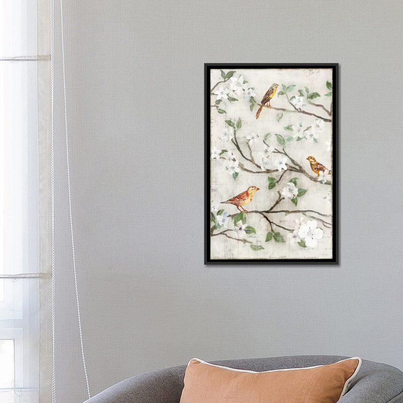 « chansons de fleurs i », impression sur toile, H 26 po x l 18 po x P 1,5 po, Toile avec cadre noir, Pas de tapis
