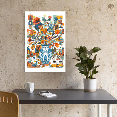 Amsterdam City Blooms Colourful Vibrant Abstract Daisy Poppy Tulip City Flower Wall Art Print