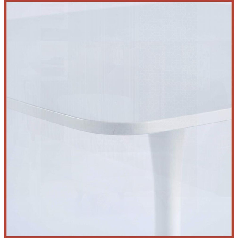 Table basse blanche en bois aggloméré Bureau de salle à manger avec pieds en métal robustes, facile à assembler Propre pour la cuisine / le salon