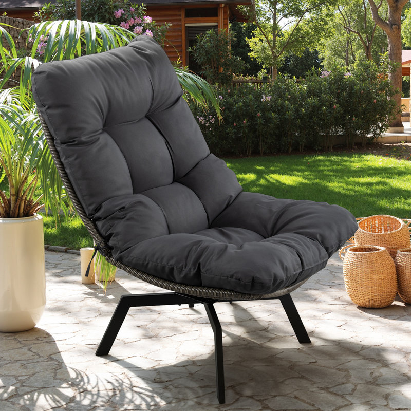 Outdoor Swivel Wicker Chair, Dark Gray, Gray