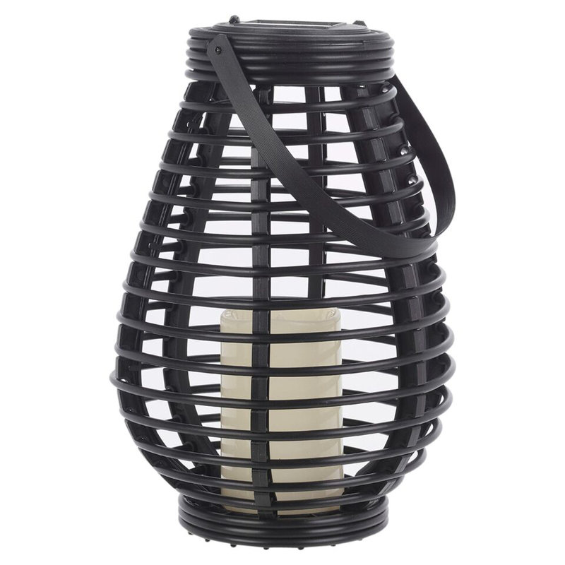 Warm White LED Solar Lantern Hanging Round/Cylindrical with Handle Garden Decor