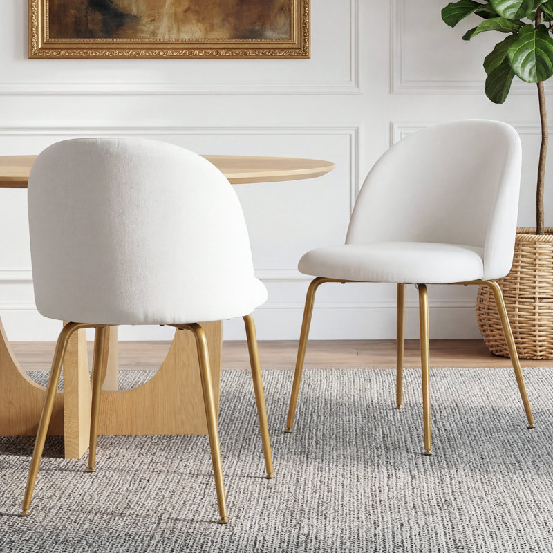 Chaise d'appoint rembourrée H 30 po Eileen, Doré, Blanc