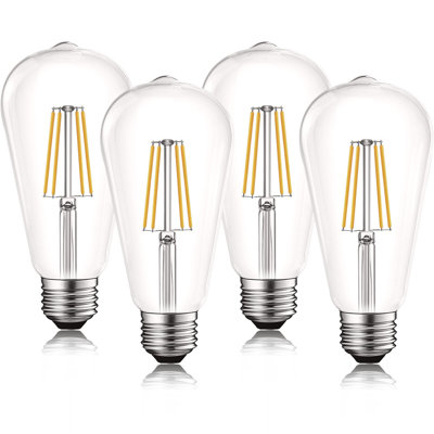 8 Watt (75 Watt Equivalent), ST19 LED, Dimmable Light Bulb, E26/Medium (Standard) Base -  Luxrite, LR21651-4PK