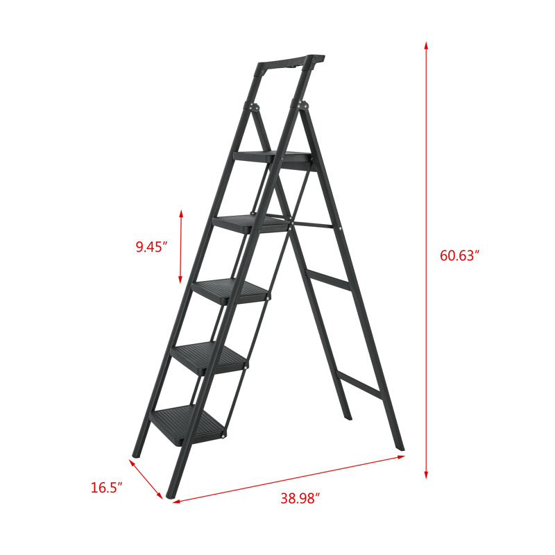 Escabeau pliant en acier à 5 marches avec boîte à outils, 330 lb Capacité de charge