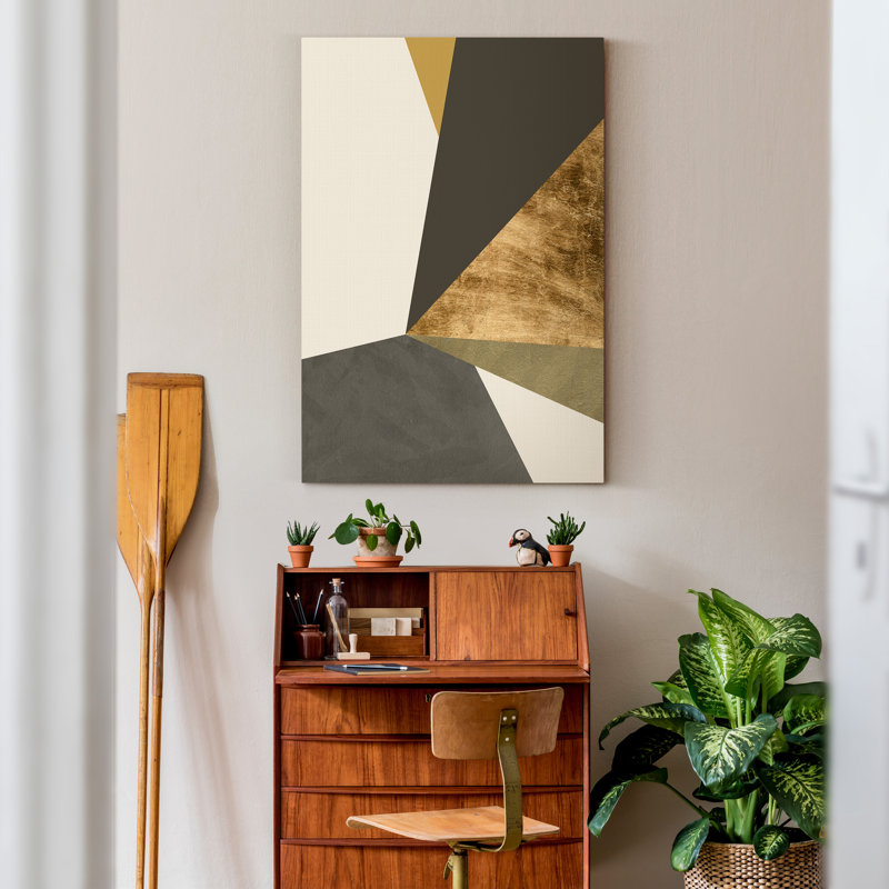 «Gold and Gray Exploration IX», reproduction d'art sur toile, H 36 po x l 24 po x P 1 po