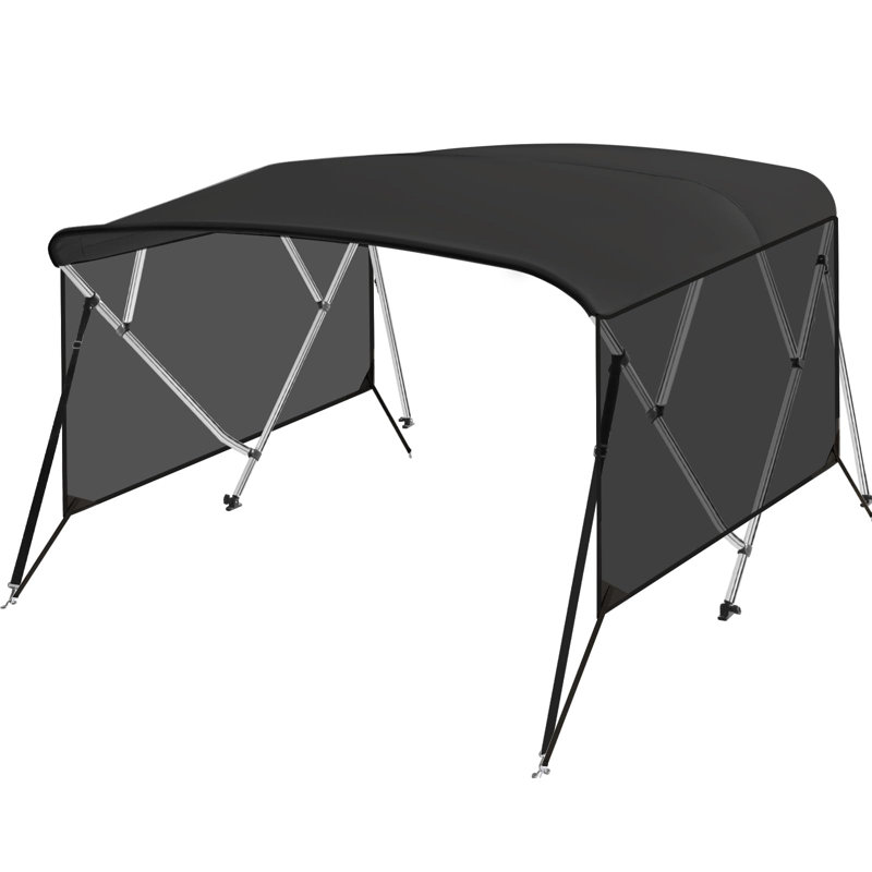 Dessus de bateau 54 po H 54 po: toile en polyuréthane marine 600D, rideaux latéraux translucides à fermeture à glissière, structure en aluminium de 1 po, soleil imperméable (version rideau latéral translucide)