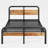 Heavy Duty Bed Frame With Wooden Headboard And Footboard-449326468