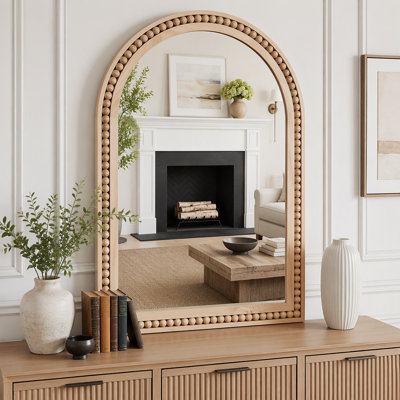Arch Wall Mirror with Beaded Solid Wood Frame