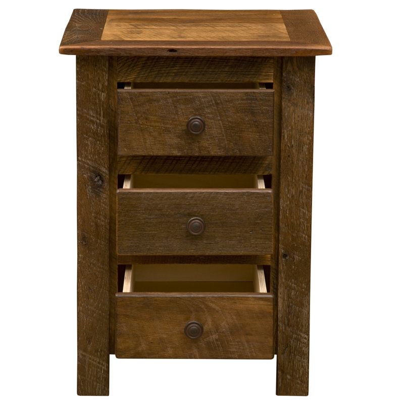 Fireside Lodge Barnwood Three Drawer Nightstand, Barnwood