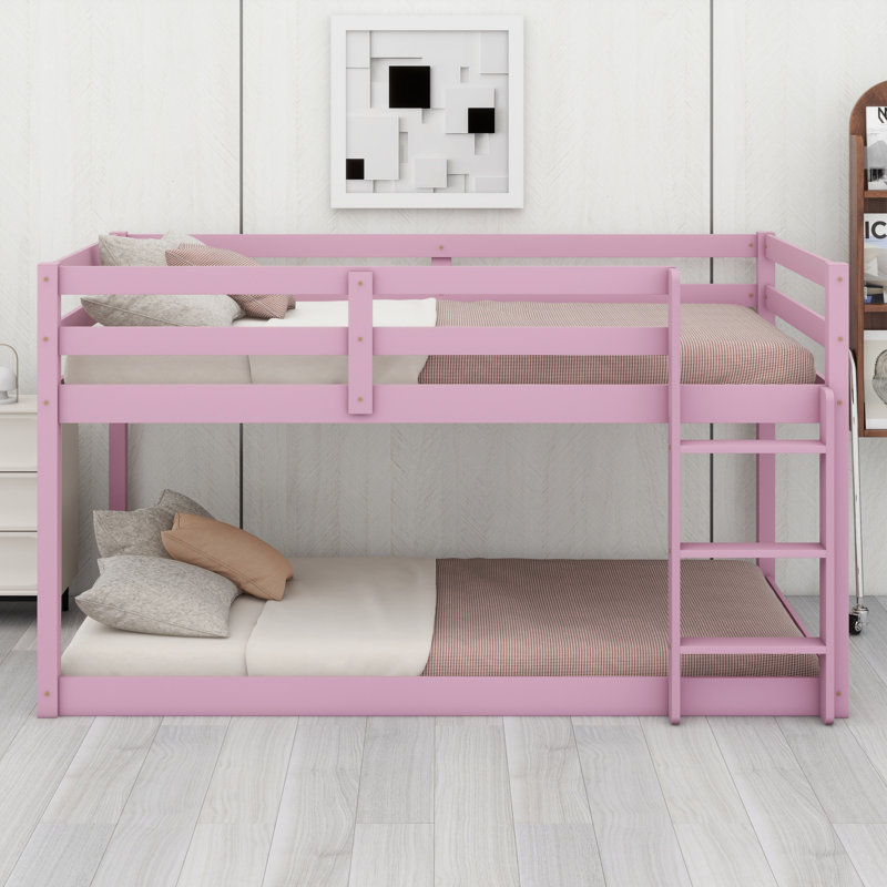 Lit superposé en bois avec échelle, Rose