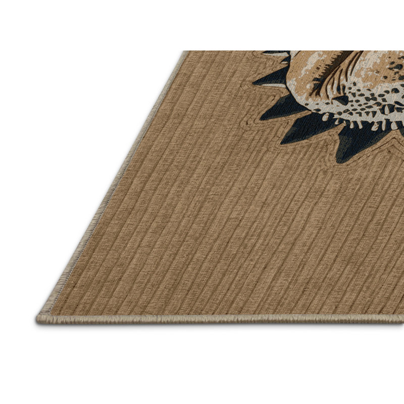 Tapis beige dinosaures lavable à la machine, Carré 3 pi