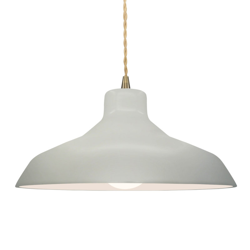 Luminaire suspendu à 1 lumière Aschwin - DEL intégrée, Blanc mat, Laiton antique, H 7,5 po x l 15,5 po x P 15,5 po